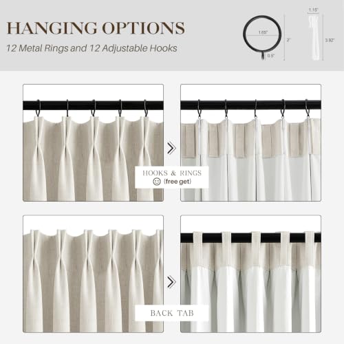 IVAPUPU Blackout Curtain Set 60x95 Natural Pinch Pleated Linen Blend - Pack of 1