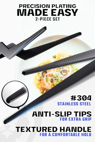 Dalstrong 2-Piece Food Tongs Set - 6.5 & 10 Inches, Black Titanium Coated, High-Precision Kitchen Utensils