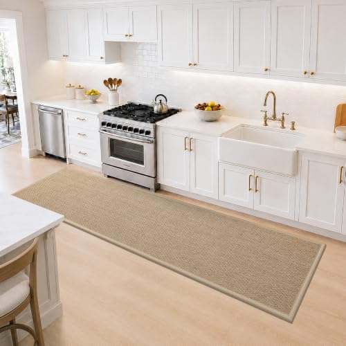 Ultra Thin Hallway Runner Rug 28x144 Beige Non Slip Entryway Mat