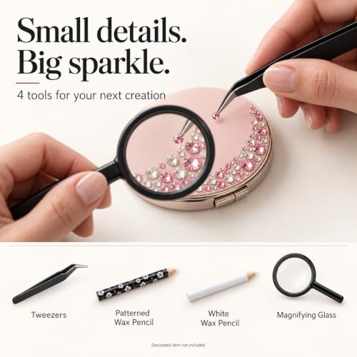 50000Pcs Jelly Rhinestones Craft Kit with Magnifier & Glue for DIY Decor