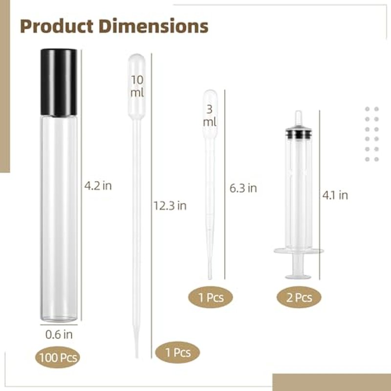 100 PCS Essential Oil Roller Bottles - Oil Perfume Leak Proof 10ml Glass Roller Empty Bottles with Stainless Steel Balls and 5 Funnels for Travel Business