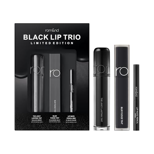 Rom&nd Black Lip Trio Limited Edition K-Beauty Set | Authentic Glossy, Matte & Liner | Hydrating, Buildable, Versatile Makeup Kit