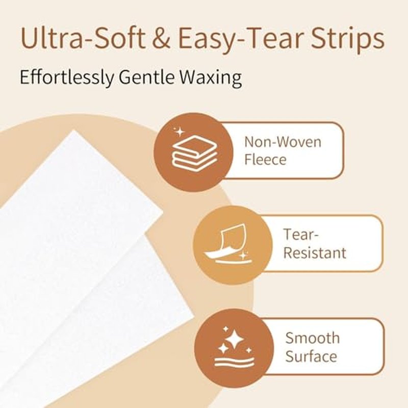 200 Pcs Professional Non Woven Wax Strips for Hair Removal - Works with Wax Beads, Soft Wax & Roll On Wax - Tear-Resistant, Skin-Friendly & Reusable Strips for Legs, Face, Back, Arms, Intimate Areas
