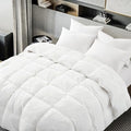White Cotton Goose Feather Down Comforter King Size - All-Season Duvet Insert with Corner Tabs