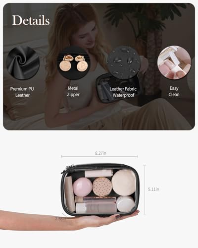 Black Small & Mini Clear Makeup Bag for Travel & Purse - Pocmimut