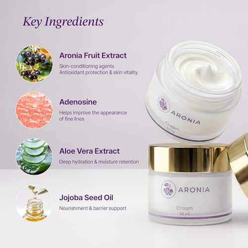 Aronia Extract Face Moisturizer Day Night Cream - Hydrating Brightening 1.76 oz