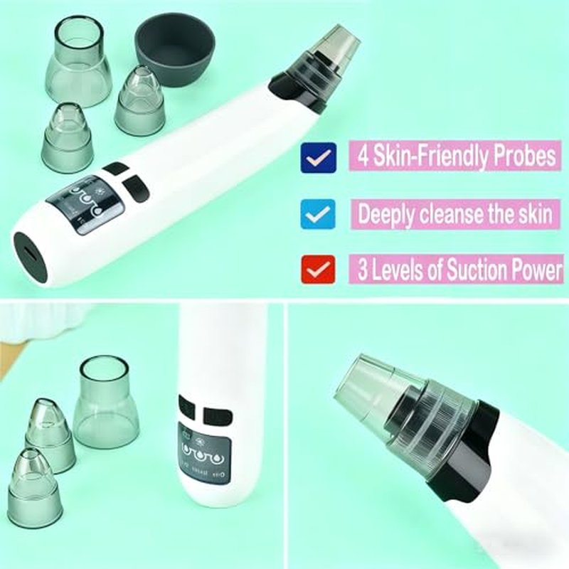 Blackhead Remover Pore Vacuum,Deeply Black Head Remover for Face,4 Pore Sucker Tools,3 Adjustable Suction Levels LED Display, USB Charging with hot Compress Extractor Tool for Women & Men