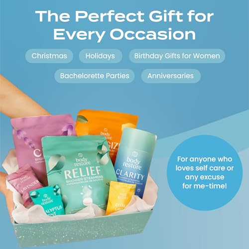 Body Restore Shower Steamers Aromatherapy 30 Pack - Christmas Stocking Stuffers for Men, Birthday Gifts for Women, White Elephant, Relaxation, Self Care - Collector¡¯s Box