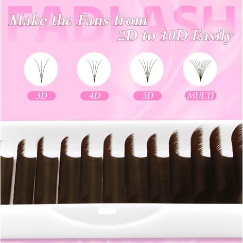 FADLASH Colored Lash Extensions Dark Brown Lash Extension Easy Fan Volume Lashes C/D Curl Volume Eyelash Extensions 0.07 Self Fanning Eyelash Extension Supplies (Dark Brown-0.07D, 8-14mm)