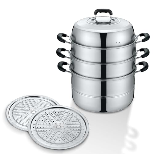Concord 3-Tier Stainless Steel Steamer Set 32 cm - Multi-Use Kitchen Cooker