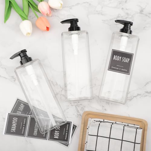 Clear 3-Pack 33.8oz Refillable Shampoo, Conditioner & Body Wash Dispensers