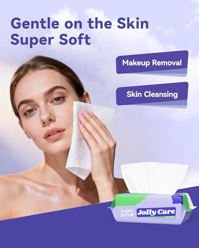 Disposable Face Towels - Soft & Thick 7.8x7.8 Inches, 80 Count, 4 Pack - Gentle Skin Care