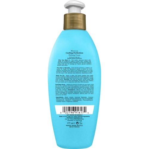 OGX Argan Oil of Morocco Curl-Defining Styling Cream,Anti-Frizz Curl Cream for Curly Hair&All Textures,Cold-Pressed Argan Oil,Paraben-Free,Sulfate-Free Surfactants,Curly Hair Products,6 oz,(Pack of 2)