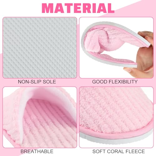 Panitay 20 Pairs Reusable Spa Slippers for Guests Washable House Slippers with Triple Layer Coral Fleece for Home Indoor Hotel Travel, Closed Toe