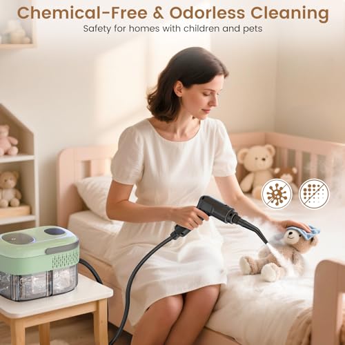 Green 2500W Handheld Steam Cleaner with 16 Accessories for Deep Home Cleaning