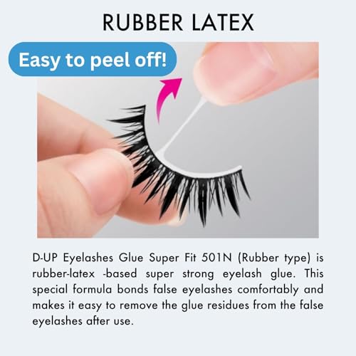 D-UP False Eyelash Glue for Lash Extensions with Transparent Rubber Type, LASH Cluster Glue Waterproof for Long-Lasting & Eyelash Natural Look from Japan, 501