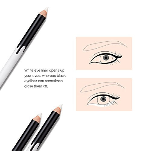 KAIQIKAIXI 12 White Eyeliner Pen, Eyebrow,Eye Shadow Pencil, Lip Line, Eyelid Pad, Pencil Makeup Set Tool