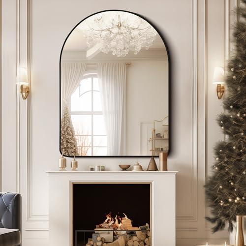 Black Arched Wall Mirror 30x40 Inch Modern Aluminum Frame Bathroom Decor Variation of THIS listing