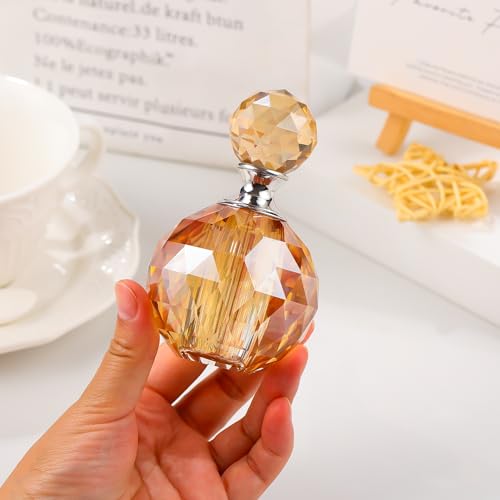 14ML Refillable Champagne Crystal Glass Perfume Bottle with Crystal Stopper - Elegant Design