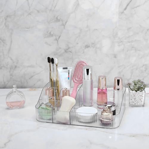 DASITON Clear Large Capacity Makeup Brush Holder with 7 Slots, Vanity Organizer