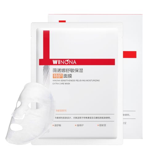 WINONA Soothing & Repairing Sheet Mask for Sensitive Skin - Hydrating Post-Sun Relief, Calms Redness & Dryness, 6 Sheets