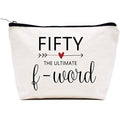 LIBIHUA Makeup Bag Cosmetic Bag Travel Pouch Present?Funny 50th Birthday Gifts for Women Boss Wife Co workers Sisters Bestie Best Friends Fifty Thirty 50 Years Old Present Fifty the ultimate F Word