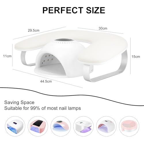 U Shaped Arm Rest for Nails Tech,Cleanable Leather Manicure Nail Hand Rest Stand,Nail Armrest Pillow for Acrylic Nails Salon Tool,Aluminum Alloy Holder,Non-slip Pads