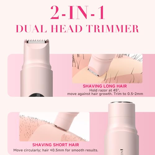 Pink Bikini Trimmer for Women - Rechargeable Waterproof Electric Razor