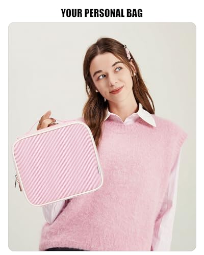 Relavel Travel Makeup Bag with LED Mirror & Detachable Dividers - 02-Strip / Small