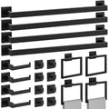 Matte Black 26 Inch 20-Piece Bathroom Accessories Set with Stainless Steel Towel Racks
