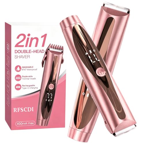 2-in-1 Waterproof Bikini & Face Hair Trimmer for Women - Rose Gold
