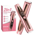 2-in-1 Waterproof Bikini & Face Hair Trimmer for Women - Rose Gold