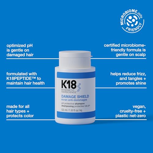 K18 Damage Shield Shampoo & Conditioner Set - Smoothing & Hair Repair, 1.8 Fl Oz x2