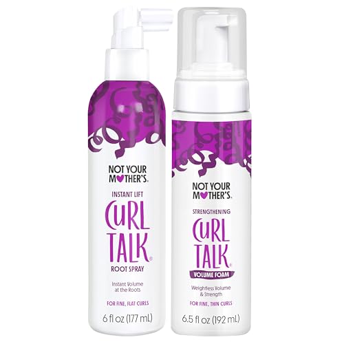 Not Your Mother's Curl Talk Instant Lift Root Hair Spray and Strengthening Volume Foam (2-Pack) - Powered by Biotin, Peptides, and Rice Protein - For Curly Hair Types