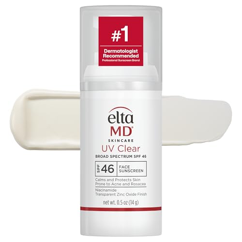 EltaMD UV Clear Untinted Sunscreen SPF 46 - 0.5 oz Travel Size, Oil-Free & Sensitive Skin