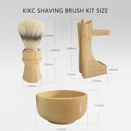 Boar Bristle Shaving Brush Kit with Bamboo Stand & Lathering Bowl