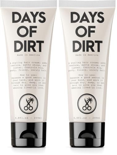 California Born Days of Dirt Hair Styling Cream Pack of 2 - No-Hold Texture & Shine for Dry, Fluffy Hair