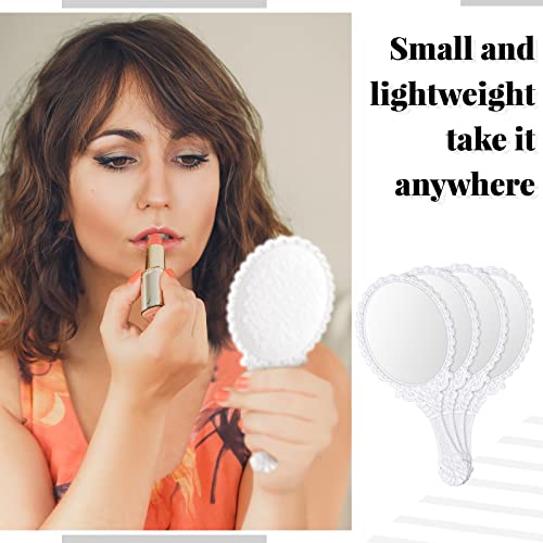 Vintage Handheld Mirror Set - White 40 Pieces for Makeup & Beauty