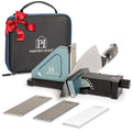 Parkway Home Adjustable Knife Sharpener Kit with 3 Whetstone Plates & Travel Case