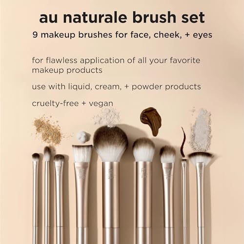 Au Naturale Makeup Brush Set - 9 Piece Premium Synthetic Face & Eye Brushes - Travel Friendly