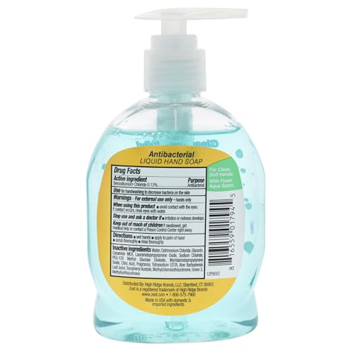 Zest Antibacterial Liquid Hand Soap Fresh Aqua Plus Vitamin E & Aloe 7.5 Fl. Oz (Pack of 2)