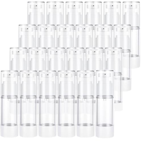 SENENQU 24 PCS 1 Oz 30ml Airless Pump Bottles Travel Size Empty Pump Bottle Lotion Container Refillable Cosmetic Pump Dispensers for Foundation Moisturizer Shampoo Toiletry