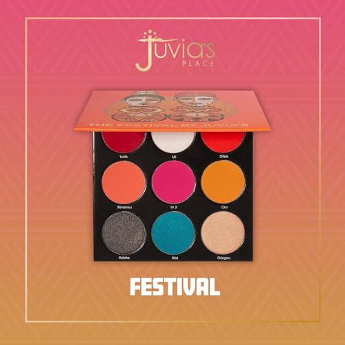 Juvia's Place Festival Eyeshadow Palette - Bold Coral, Glitter & Neutral Shades
