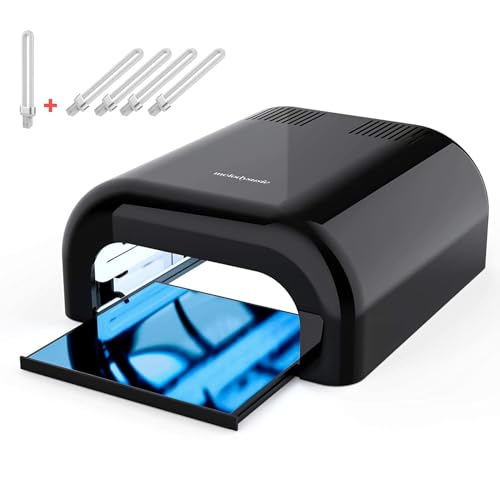 MelodySusie Professional UV Nail Lamp with 4 Light Tubes & Metal Sliding Base, S-Pro04 Salon-Grade Fast Curing Nail Dryer for 3D Printer UV Resin, Hard Gel, Extension, & Acrylic Gel Polishes