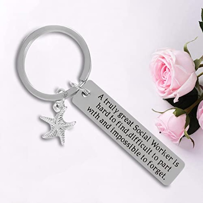 BoomBoomGifts Social Worker Gift Set, Keychain & Makeup Bag for Women, Birthday Gifts for Social Workers