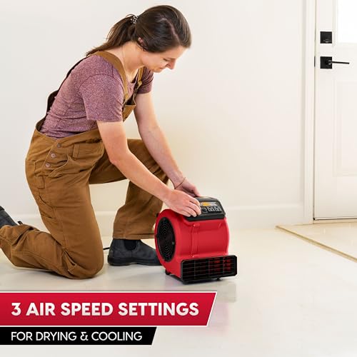 Vacmaster AM201-1101 Red Air Mover & Fan 550 CFM for Drying Cooling
