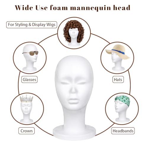 Leeven 3 Pack Foam Wig Heads Styrofoam Mannequin Heads for Wigs & Display - 11.6 Inch