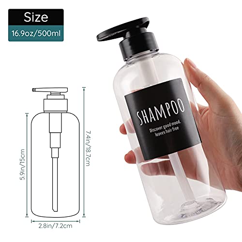 Refillable Shampoo Bottles for Shower & 3pcs Replaceable Pump Heads,Segbeauty 3pcs 16.9oz/500ml Shampoo Dispenser Bottles Plastic Shampoo Bottle, Refillable Lotion Dispenser for Hotel Bathroom
