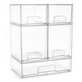 Sorbus Acrylic Storage Containers - 5 Pack, Stackable Storage Bins Set for Bathroom Organization - Clear Acrylic Drawer Organizers - Makeup Case Pull-Out Drawers (7.6¡¯¡¯ and 4.4¡¯¡¯ Tall and 12.1¡¯¡¯ Wide)