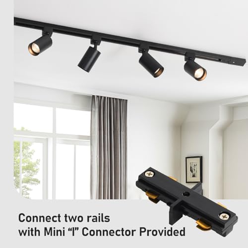 Black 4-Light LED Track Lighting Kit with 3.3FT H Track Rails & Floating Canopy